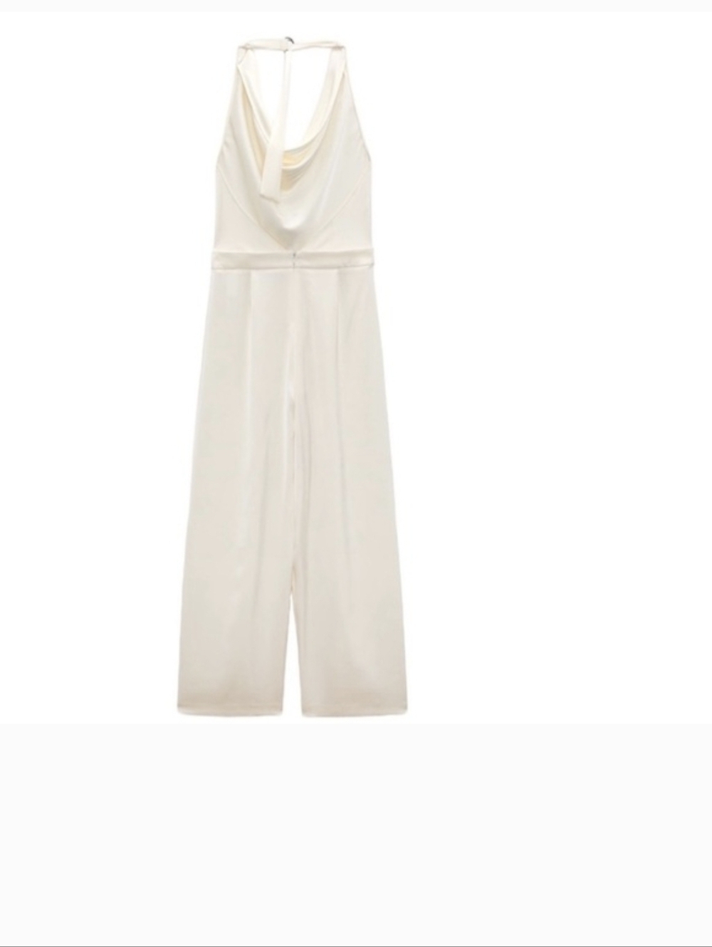 Zara,Satin Sleeveless Cream Draped Jumpsuit Xs - Picture 3 of 5